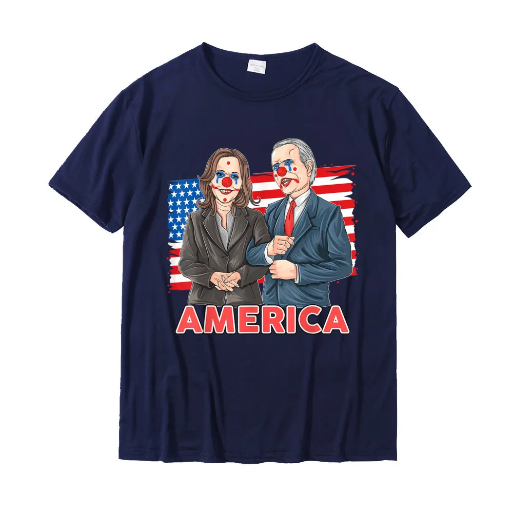 Custom O-Neck T Shirt NEW YEAR DAY Tees Short Sleeve Company 100% Cotton Custom T Shirt Fashionable Mens Free Shipping Funny Joe Biden Is A Democratic Clown T-Shirt__20812 navy