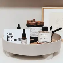

Nordic Plastic Round/Square Storage Tray Cosmetics Jewelry Sundries Desktop Display Organizer Wedding Kitchen Serving Tray