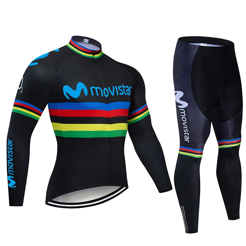 Movistar Team, комплект из Джерси с длинным рукавом для велоспорта, комбинезон, ropa ciclismo, одежда для велоспорта, MTB велосипед, Джерси, Униформа, мужская одежда - Цвет: Long Jersey Suit