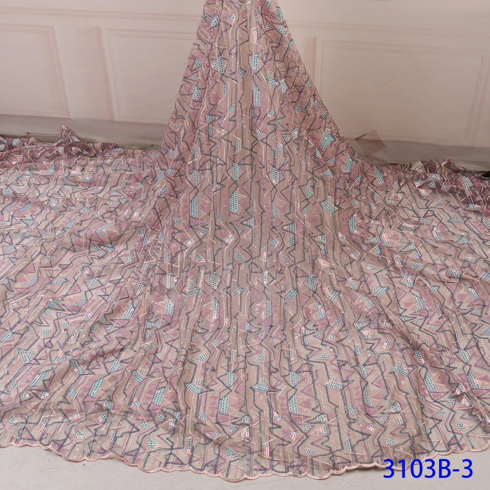 

Sequins Embroidered Lace Fabricfor African Wedding Party Women Mesh Lace Fabric
