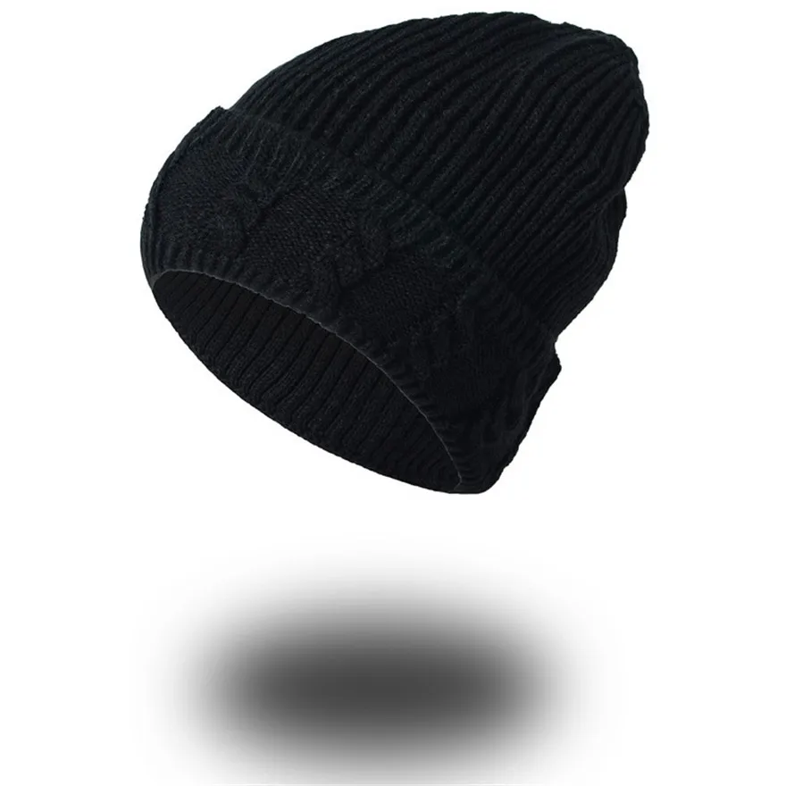 New men's autumn and winter outdoor knitted wool hat cuffed hooded fashion casual warm acrylic cap for men and women
