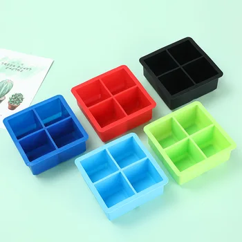 

4 Grid Silicone Ice Cube Mold Storage Holder Ice Cream Maker Scoop Para Popsicle Ice Tray Candy Bar Mould Kitchen Appliances