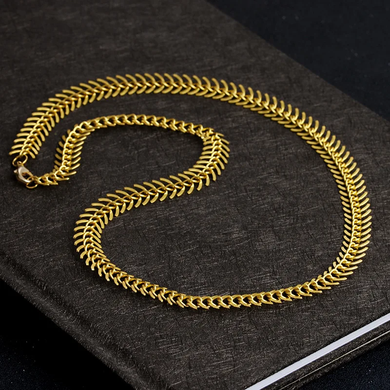 Простое Ожерелье-чокер в виде рыбьей кости Женская цепочка вечерние кулон