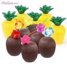 

6pcs Plastic Pineapple Drinking Cup Tropical Luau Party Coconut Cups Beach Hawaiian Party Decoration Summer Party Favors