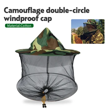 

Brand Camouflage Double Circle Beekeeping Hat Bee Keeping Suitable for Mesh Hat Insects Mosquito Preventio Head Cover Bee Hat