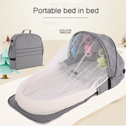 Berceau Portable de voyage pour bébé, lit de nid pour nouveau né, multifonction, pliable, chaise avec jouets, moustiquaire 