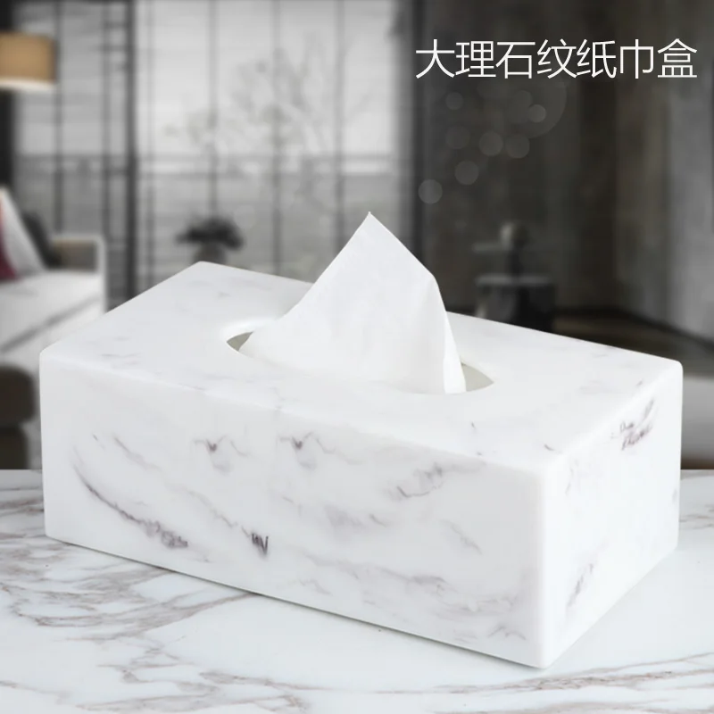 Нордическая мраморная коробка для салфеток из смолы для гостиной, журнальный столик, поднос для салфеток, Современная коробка для хранения бумажных полотенец для отеля, украшение для дома