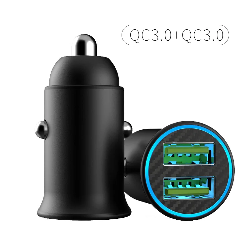 Зарядное мини-устройство для автомобиля QC 3,0+ QC 3,0/PD+ QC металлический PD Быстрая зарядка аккумулятора с светильник адаптер с двумя портами для автомобильного зарядного устройства черный/красный