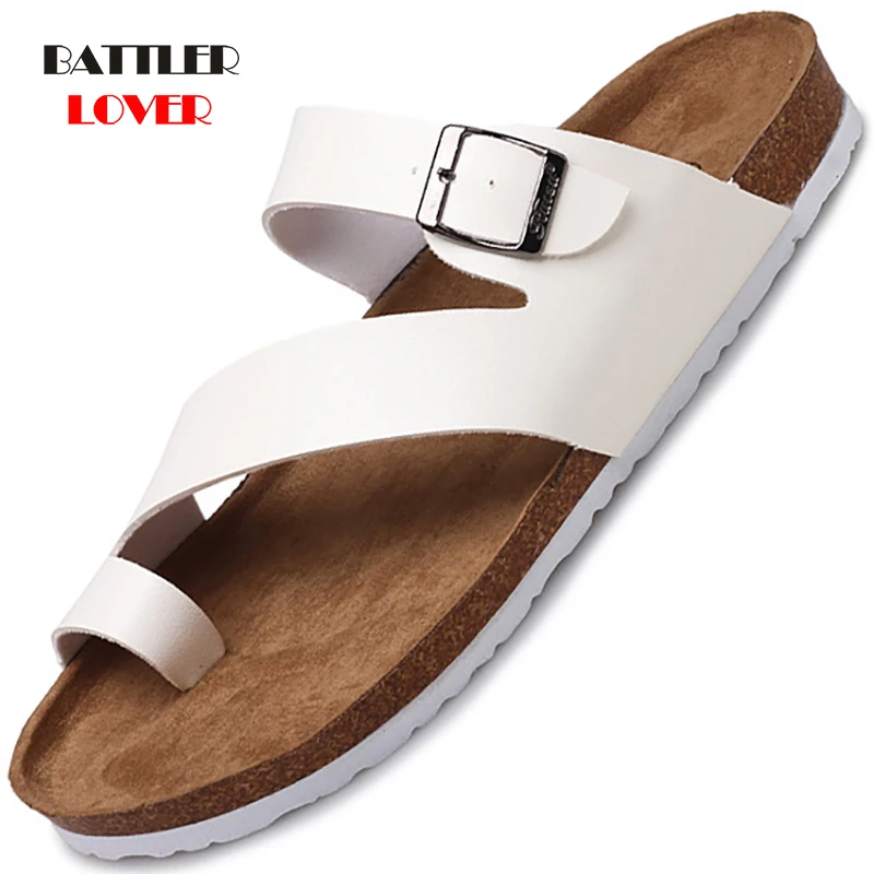 New Fashion Soft Cork Slipper Unisex Summer Sandals Men Casual Beach Slip on Flip Flops Slides Shoes for Women Plus Size 35-45
