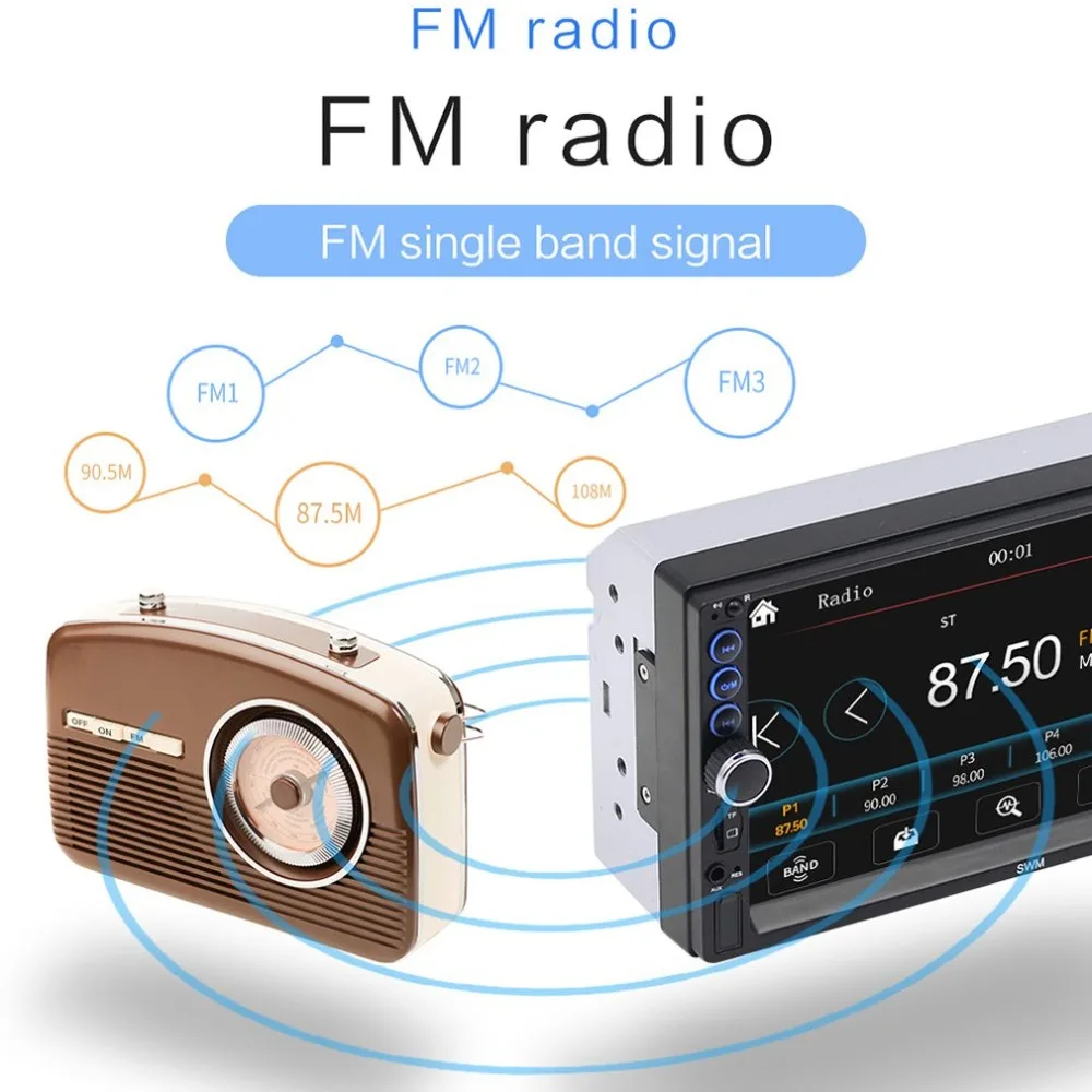 " автомобильное радио MP5 HD мультимедийная Поддержка USB/AUX/FM зеркало заднего вида камера Handsfree рулевое колесо дистанционное управление радио