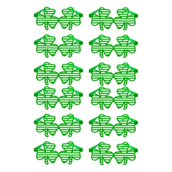 

12Pcs Green Clover Plastic Eyeglasses Shamrock Shutter Sunglasses St.Patrick's Day Costume Party Accessory for Festival Holiday