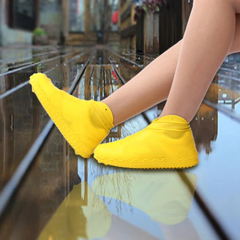 Silicone Outdoor Non-Slip Waterproof Shoe Covers Portable Rain Boots Rainproof Shoes Cover Men Women Teens Anti-Sand Shoe Cove