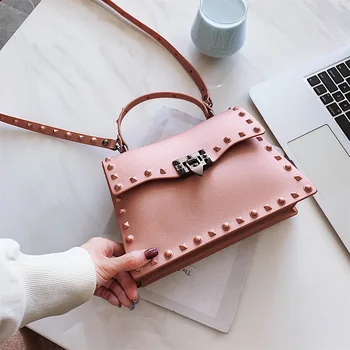 

Elegant Female Tote Bag 2020 Fashion New High Quality Pu Leather Women's Designer Handbag Rivet Lock Shoulder Messenger Bag