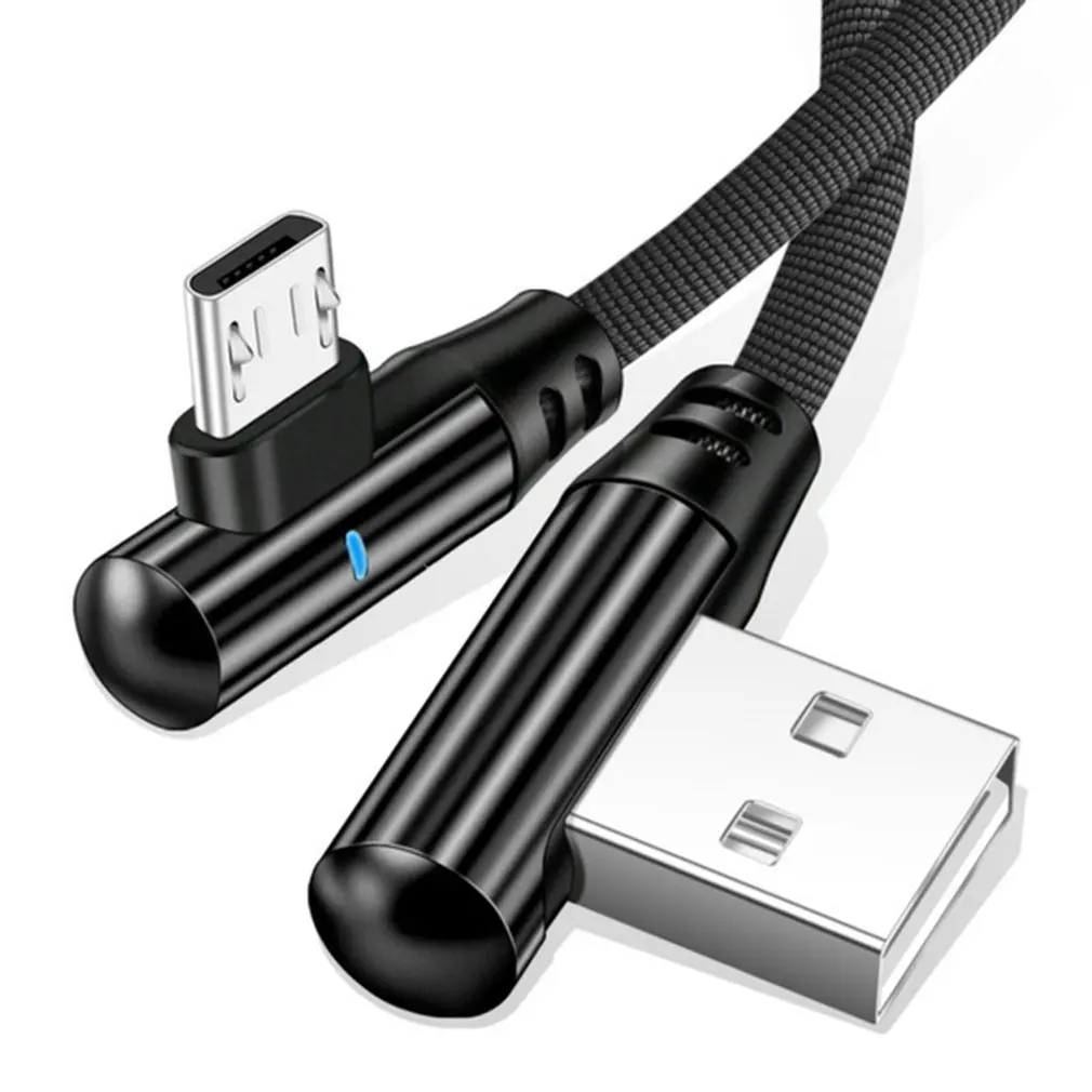 

Micro USB Cable 90 Degree Elbow Braided Nylon 1m 2m Fast Charging Data Charger Cables for Samsung Xiaomi Micro usb