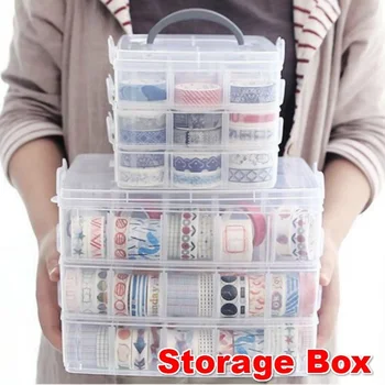 

3Sizes for Choose Washi Tape Empty Box Storage Box Simple Transparent Plastic Box Accessories Scrapbook Stationery Box
