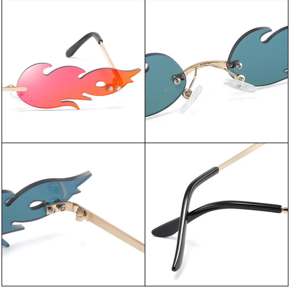 Новинка, модные солнцезащитные очки с огненным пламенем для женщин и мужчин, фирменный дизайн, без оправы, волнистые очки, роскошные трендовые узкие солнцезащитные очки, автомобильные очки