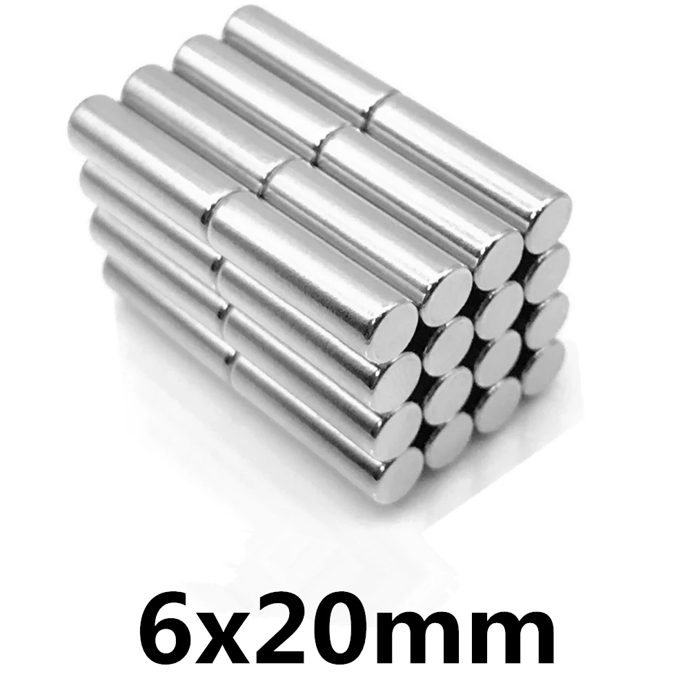 20/50/100pcs 6x20 N35 Powerful Magnets Permanent Small Round Magnet 6x20mm NdFeB Neodymium Strong 6*20 mm | Обустройство дома