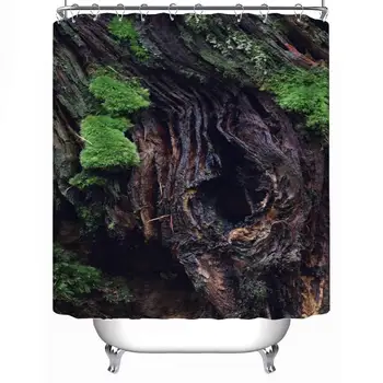 

Tree bark and Moss Fabric Shower Curtain,176610,71''L x 71''W