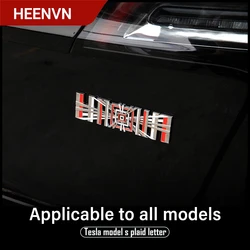 Heenvn – accessoires pour Tesla modèle 3 2021, étiquette de queue de voiture, Logo grille métallique, lettre à carreaux pour Tesla modèle S Y X 