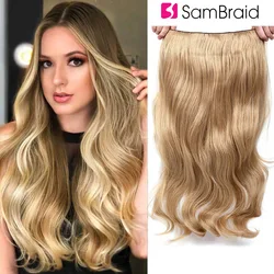 SAMBRAID Hair Extensions Synthetic Hair 4 Clips In One Piece 24 inch Natural Long Hair 190g For Women