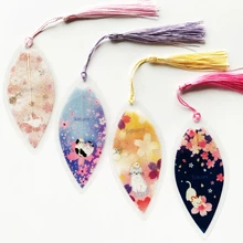 Романтическая в форме листа кошка и Сакура Закладка с кисточкой пометка страницы школьные офисные канцелярские принадлежности для студентов