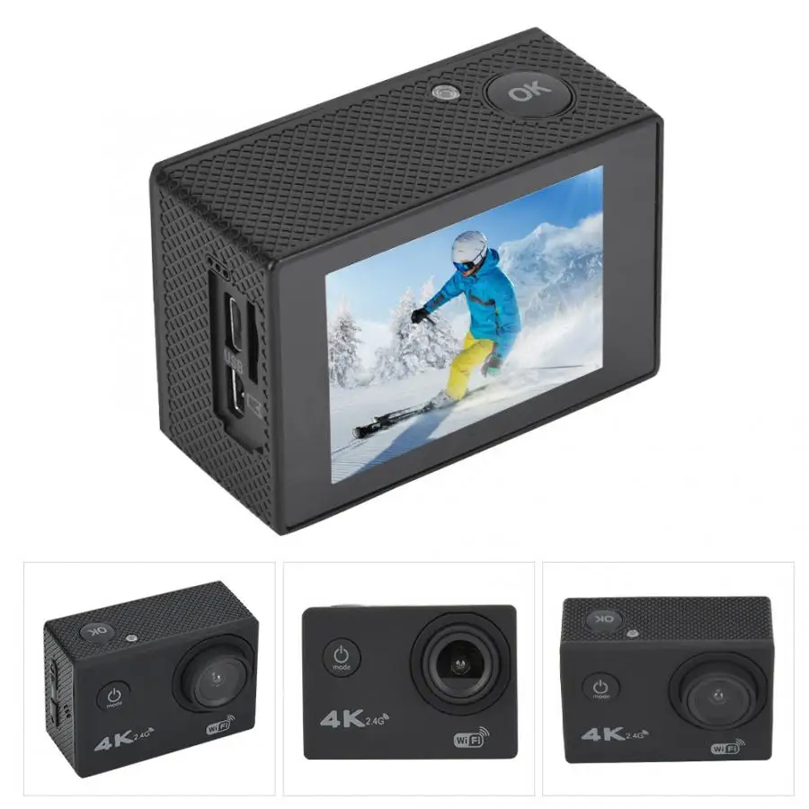 4K Экшн-камера, Wi-Fi, 30FPS, 2 дюйма, ЖК-экран, Спортивная камера, 140 градусов, широкоугольный объектив, подводный, 30 м, водонепроницаемая записывающая видеокамера