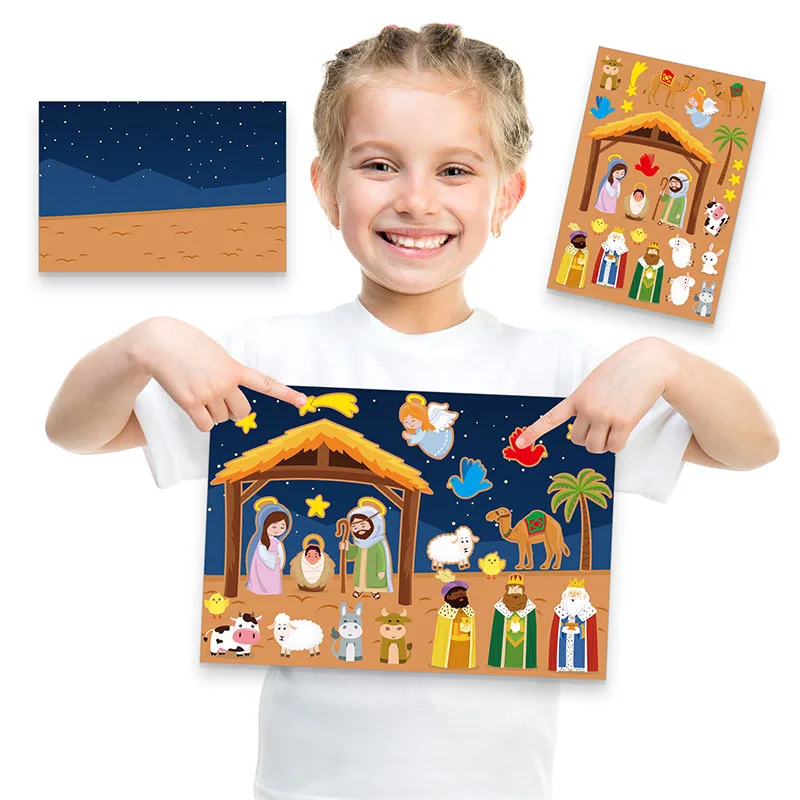 Nativity Scene Sticker Craft Kit for Kids - Fun DIY Christmas Activity Set