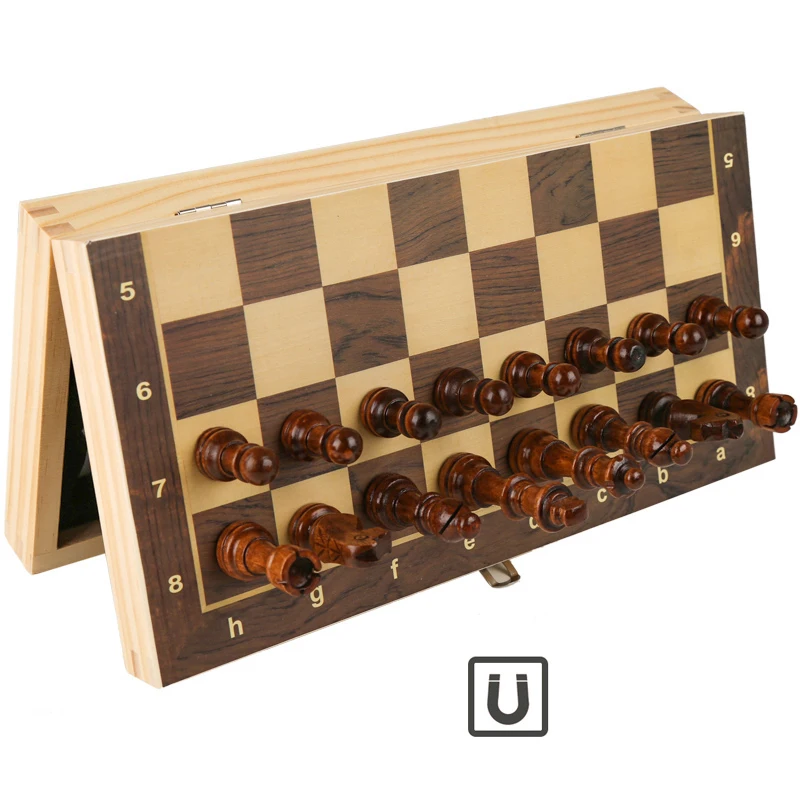4 Queens Magnetic International Chess Game Wooden Chess Set Wooden Pieces Foldable Chessboard Gift I157