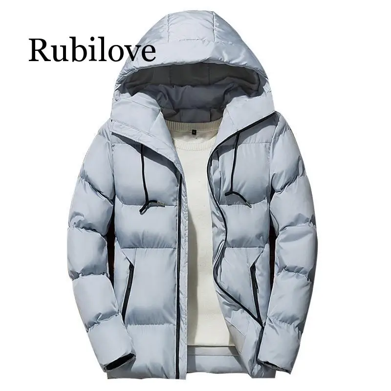 

Rubilove Winter Men Parka Jacket 2019 Men's Winter Solid Color Simple High Quality Casual Down Jacket Warm Thick Hooded Parkas M