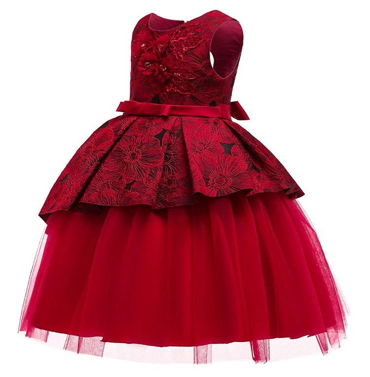 Formal Backless Dress Elegant Kids Dresses For Girls Clothing Layered Wedding Girl Dress Gown Wedding Party Princess Dress