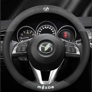 

For Mazda 3D Laser Printing Logo Cow Leather Car Steering Wheel Cover Fit Mazda 2 3 5 6 8 Atenza AXELA BT50 CX5 CX7 CX3 CX9 CX30
