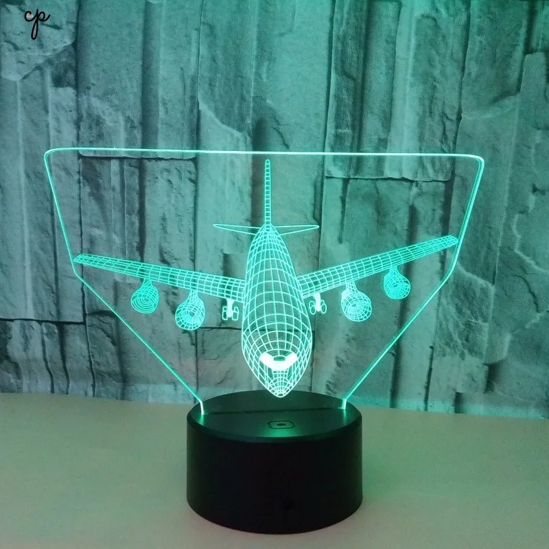 Воздушный самолет ночной Светильник семь цветов 3D стереовидение дистанционное управление настольная лампа светодиодный перезаряжаемый Usb настольная лампа Lampara Escritorio