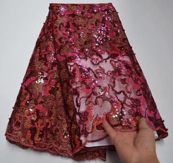 

Nigerian Sequins Lace Fabrics 2020 Chiffon Nigerian Lace Fabrics Embroidery African Tulle French Lace Materials For Women