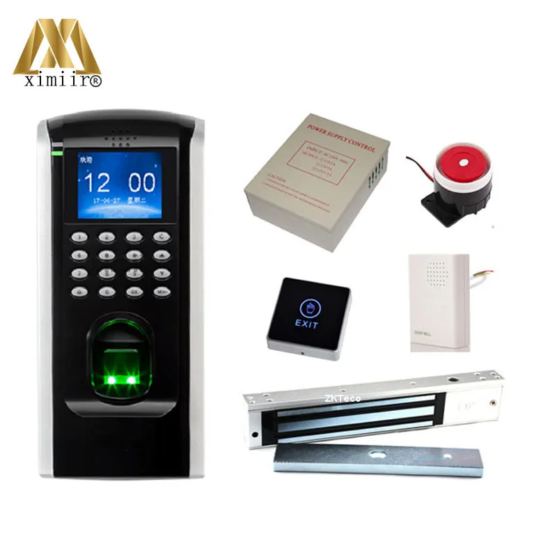 

SF200 Kit With Fingerprint Reader Power Supply 600LBS Electirc Magnetic Lock Touch Switch Wired Door Bell /Alarm
