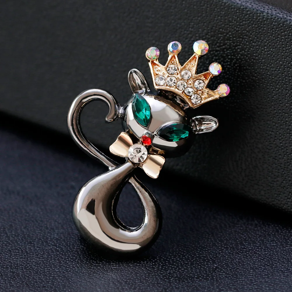 Женская Брошь в виде животного черная эмалированная металлическая брошь с