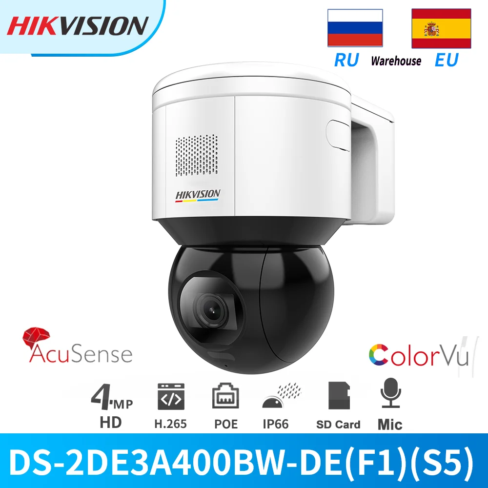Hikvision IP Камера ColorVu 4MP DS-2DE3A400BW-DE(F1)(S5) PoE встроенный микрофон и Динамик Скорость