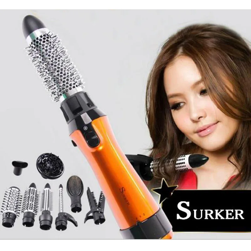 Набор для укладки волос surker, HB-823, щипцы для завивки волос, 10 в 1, горячая воздушная щетка, фен для волос, роликовый выпрямитель для волос, Массажная щетка, расческа для волос