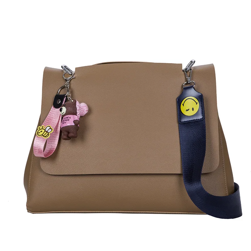 

Bear Pendant 2019 New Style Fashion Retro WOMEN'S Shoulder Bag Color-Strap Large Capacity Shoulder Women's Large Bag