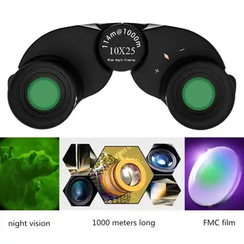 

NEW 10X25 Telescope With Zoom Binoculars Hd 10000M High Power For Outdoor Hunting Optical Lll Night Vision Binocular Fixed Zoom
