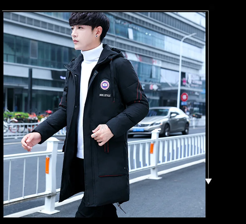 Men Winter Coat New Style Mid-length Cotton-padded Clothes Trend Handsome down Jacket Cotton-padded Clothes Autumn And Winter Th