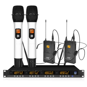 

4-channel wireless microphone system UHF karaoke system wireless 2 handheld microphone 2 headset microphone performance