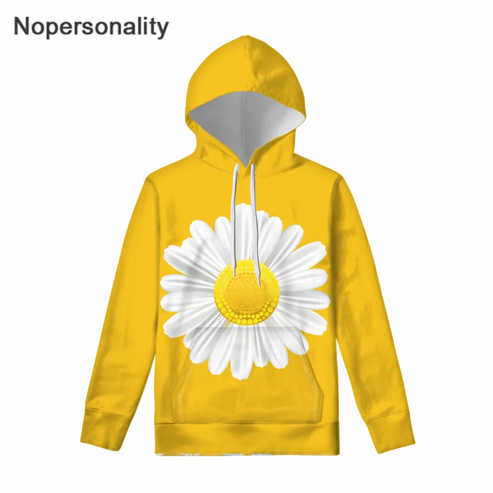 Nopersonality толстовки для девочек подростков с принтом маргаритки Желтый Цветочный