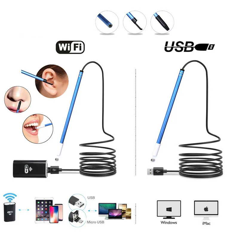 

Digital Wifi Otoscope Camera 5.5mm Ear Endoscope Wireless Ear Inspection Camera Visual Ear Cleaner For Android PC IPhone IOS
