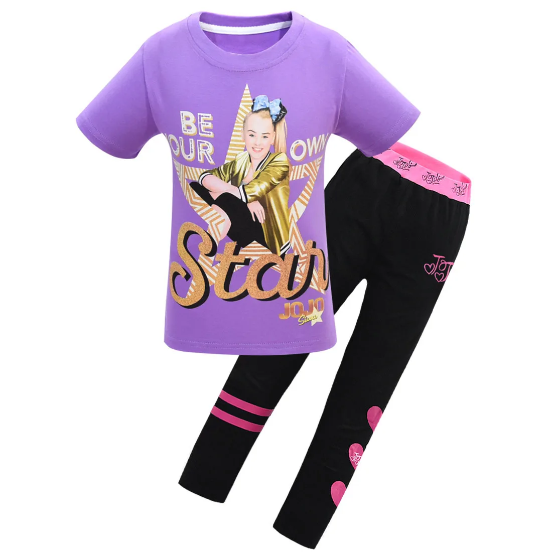 JOJO Siwa/Лидер продаж, летние короткие топы для девочек+ леггинсы, штаны, одежда футболка маскарадный костюм для девочек Детские костюмы из 2 предметов