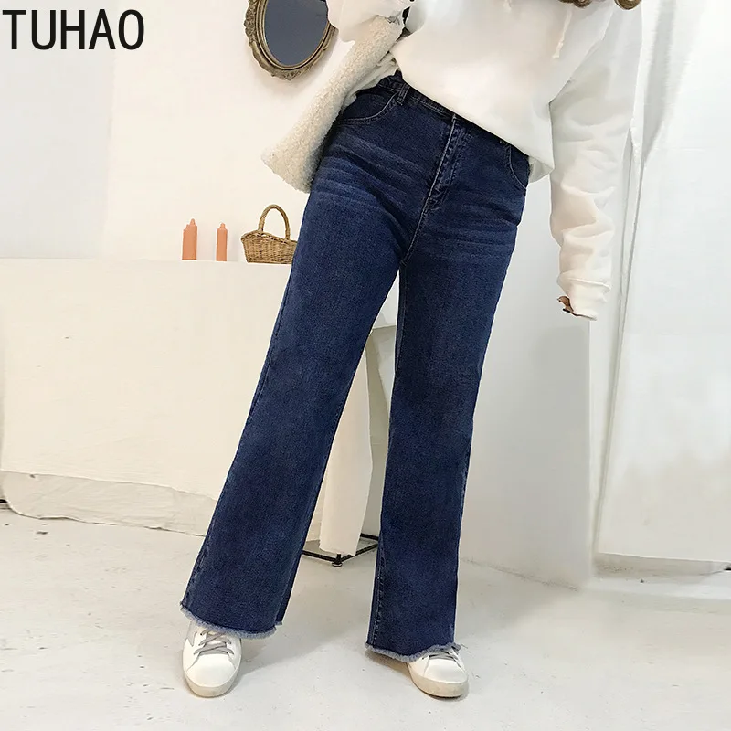 TUHAO/женские джинсовые широкие брюки с высокой талией размера плюс, 3XL, 2XL, женские Джинсы бойфренда, рваные джинсы для женщин, джинсы LZ18