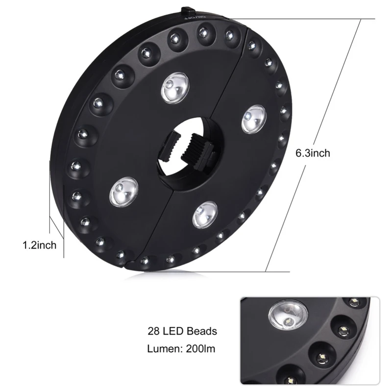 28 Led 200 Lumens Outdoor Cordless Patio Umbrella Pole Light Garden Portable Camping Tent Lamp Emergency Light With Hooks