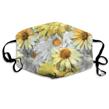 

Asters Chamomile Leaves And Grasses Washable Reusable Mask, Cotton Anti Dust Half Face Mouth Mask For Kids Teens Men Women