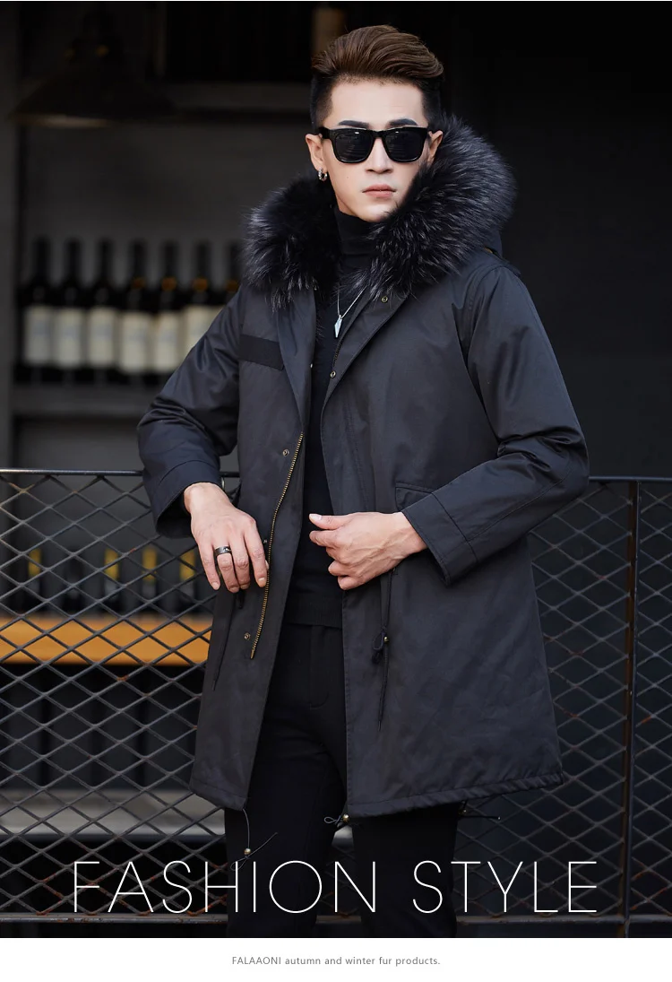 MUOIOYIA Winter Jackets Mens Real Fur Coat Men Plus Size Racoon Fur Liner Warm Jacket Parkas Manteau Homme Hiver MLSD-10 KJ1190 cowhide leather jacket mens