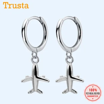 

Trusta Genuine 925 Sterling Silver Earrings Charms Plane Hoop Earrings For Women Wedding Earrings Fashion Jewelry DA584