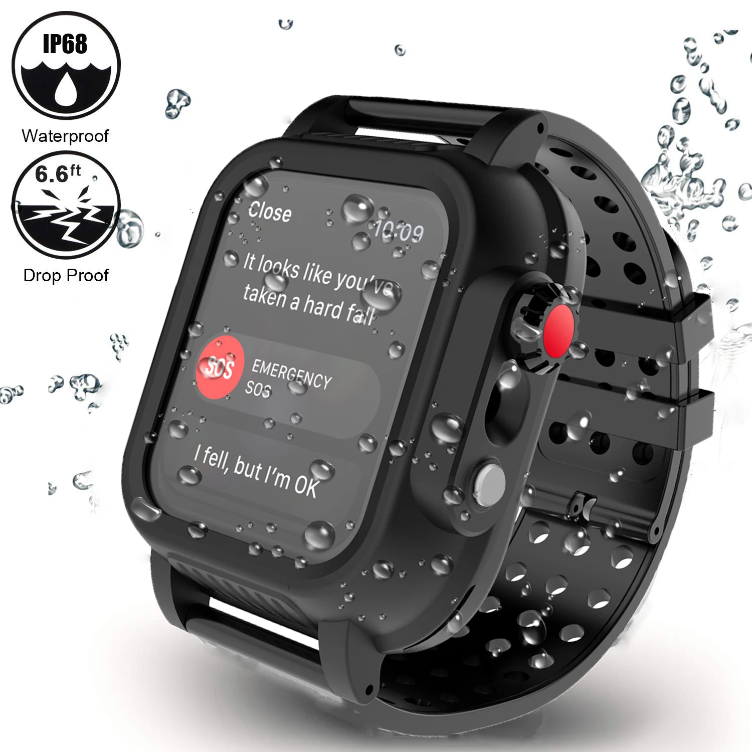 Для Apple Watch Series 4 40 мм 44 мм IP68 водонепроницаемый корпус противоударный ПК Бампер чехол+ резиновый ремешок для часов iWatch 3 42 мм